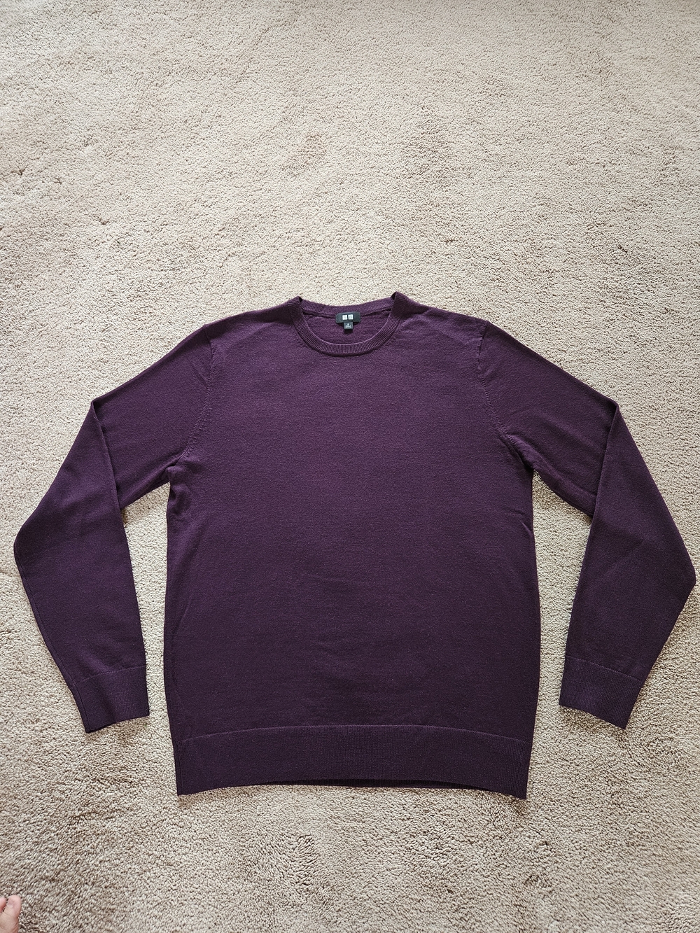 Uniqlo Men's 100% Merino Wool Sweater - Plum Purple - Size M
